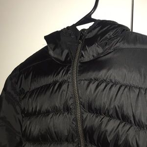 Thin lightweight puff coat with hood